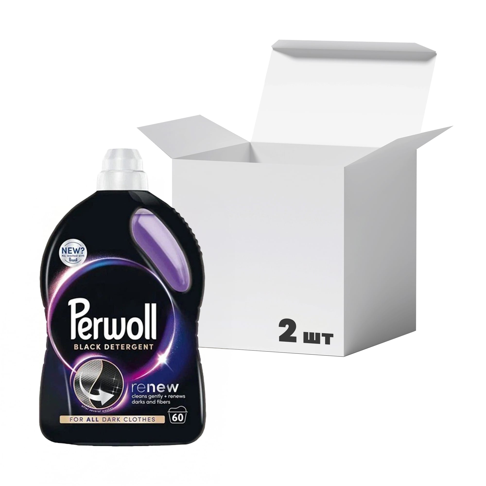 Упаковка засобів для делікатного прання Perwoll Renew Black Detergent для темних та чорних речей, 60 циклів прання, 3 л * 2 шт